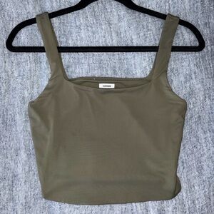Green Square Neck Tank Top